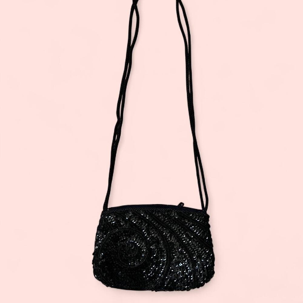Black beaded sequin vintage bag - Picture 3 of 6